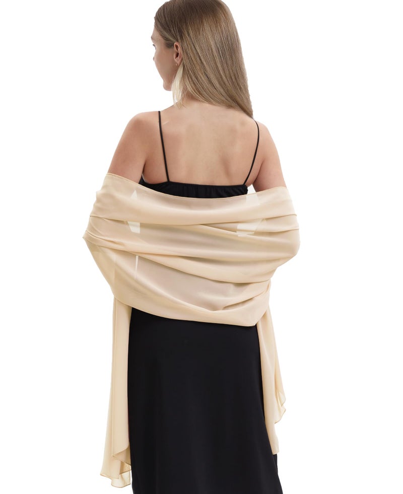 Hotshawl Chiffon Shawls and Wraps for Evening Dresses Women Elegant Soft Scarf Bridal Scarve Wedding Stole (Champagne(chiffon), One Size) - Image 2
